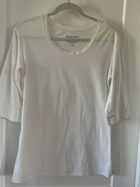 DownEast Basics White Half Sleeve Tee - X-Large